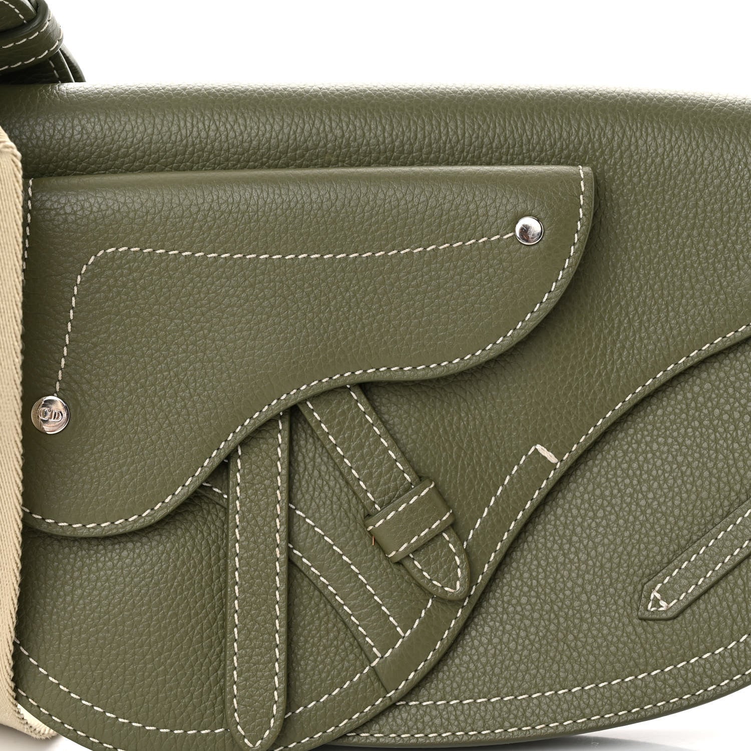 Christian Dior X KAWS Grained Calfskin Saddle Pouch Olive 7 of 9