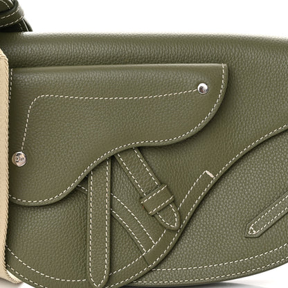 Christian Dior X KAWS Grained Calfskin Saddle Pouch Olive 7 of 9