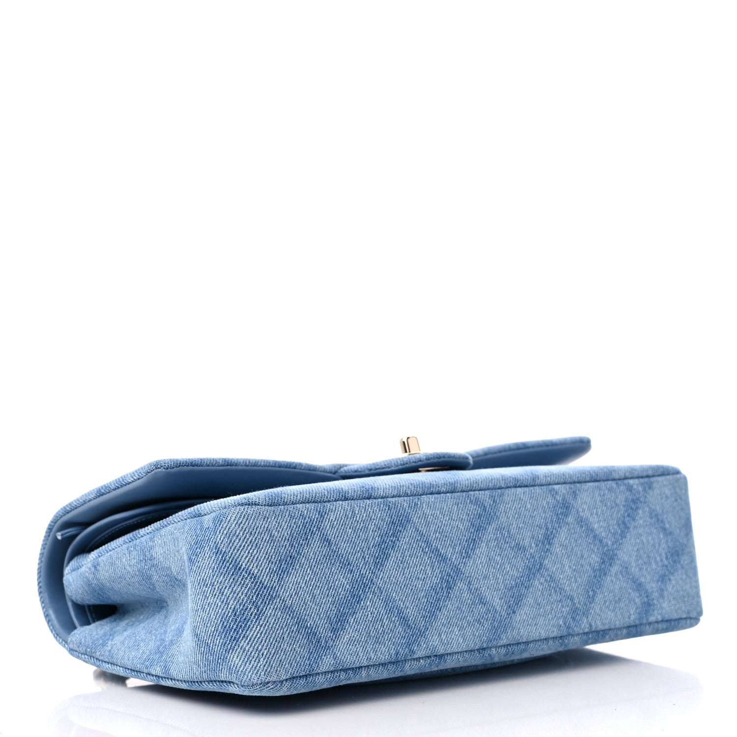 Chanel Printed Denim Quilted Medium Double Flap Light Blue 4 of 10