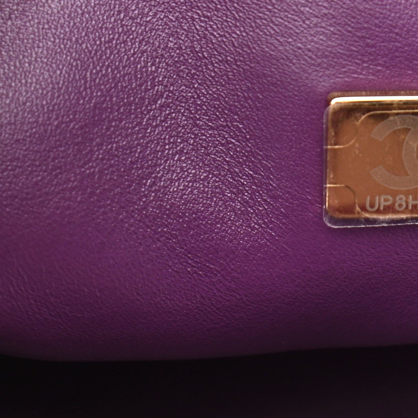 Shearling Lambskin Quilted Small Vanity Case Purple