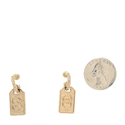 Chanel CC Tag Drop Earrings Gold 2 of 4