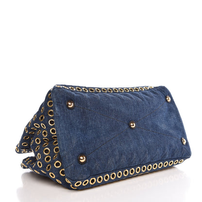 Miu Miu Denim Matelasse Grommet Tote Avio 4 of 7