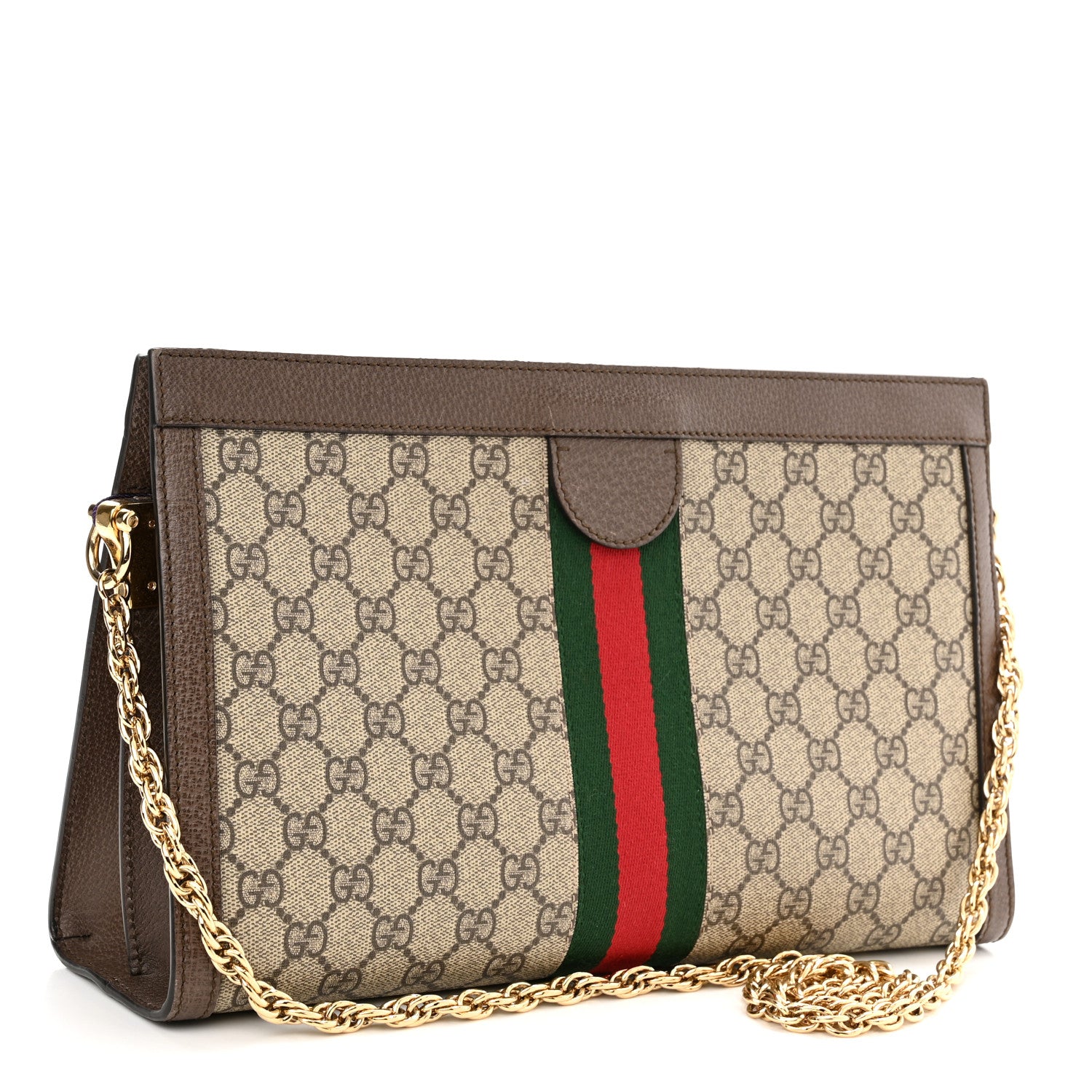 Gucci GG Supreme Monogram Web Medium Ophidia Chain Shoulder Bag Brown 3 of 12