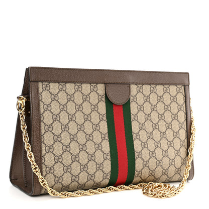 Gucci GG Supreme Monogram Web Medium Ophidia Chain Shoulder Bag Brown 3 of 12