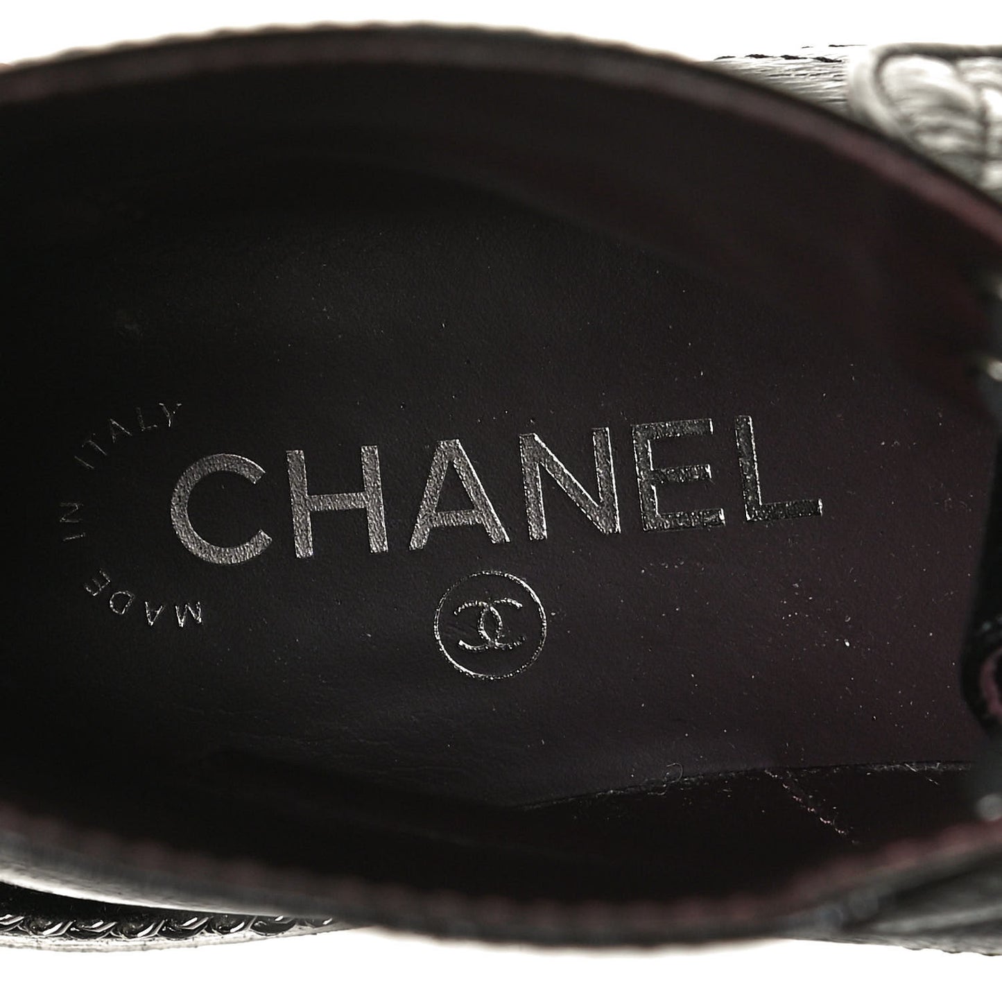 Crackled Calfskin Velvet Pearl Combat Short Boots 38.5 Black