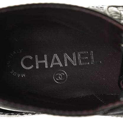 Chanel Crackled Calfskin Velvet Pearl Combat Short Boots 38.5 Black 8 of 8