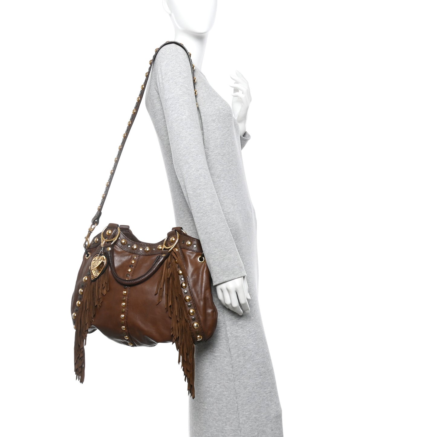 Calfskin Fringe Medium Babouska Tote Brown