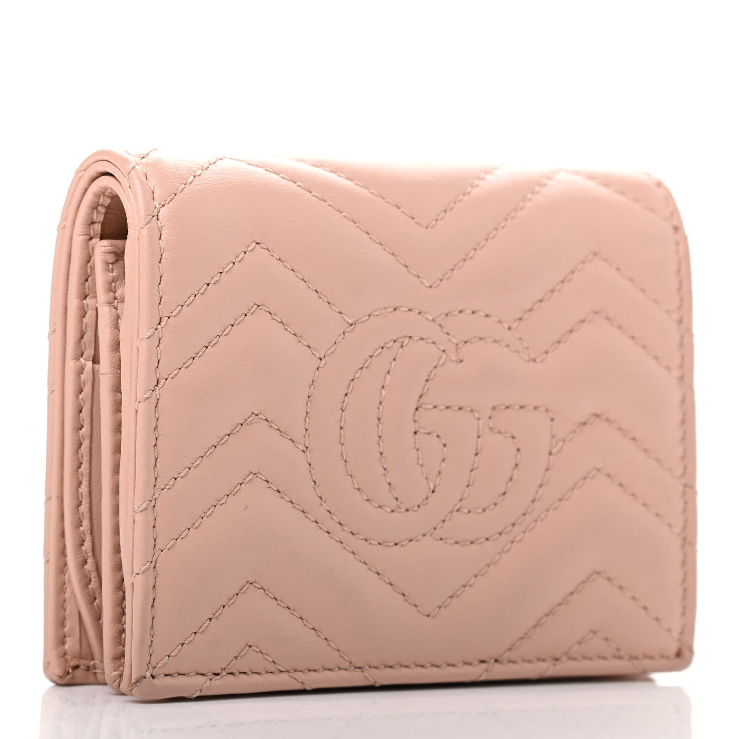Gucci Calfskin Matelasse GG Marmont Card Case Wallet Perfect Pink 3 of 7