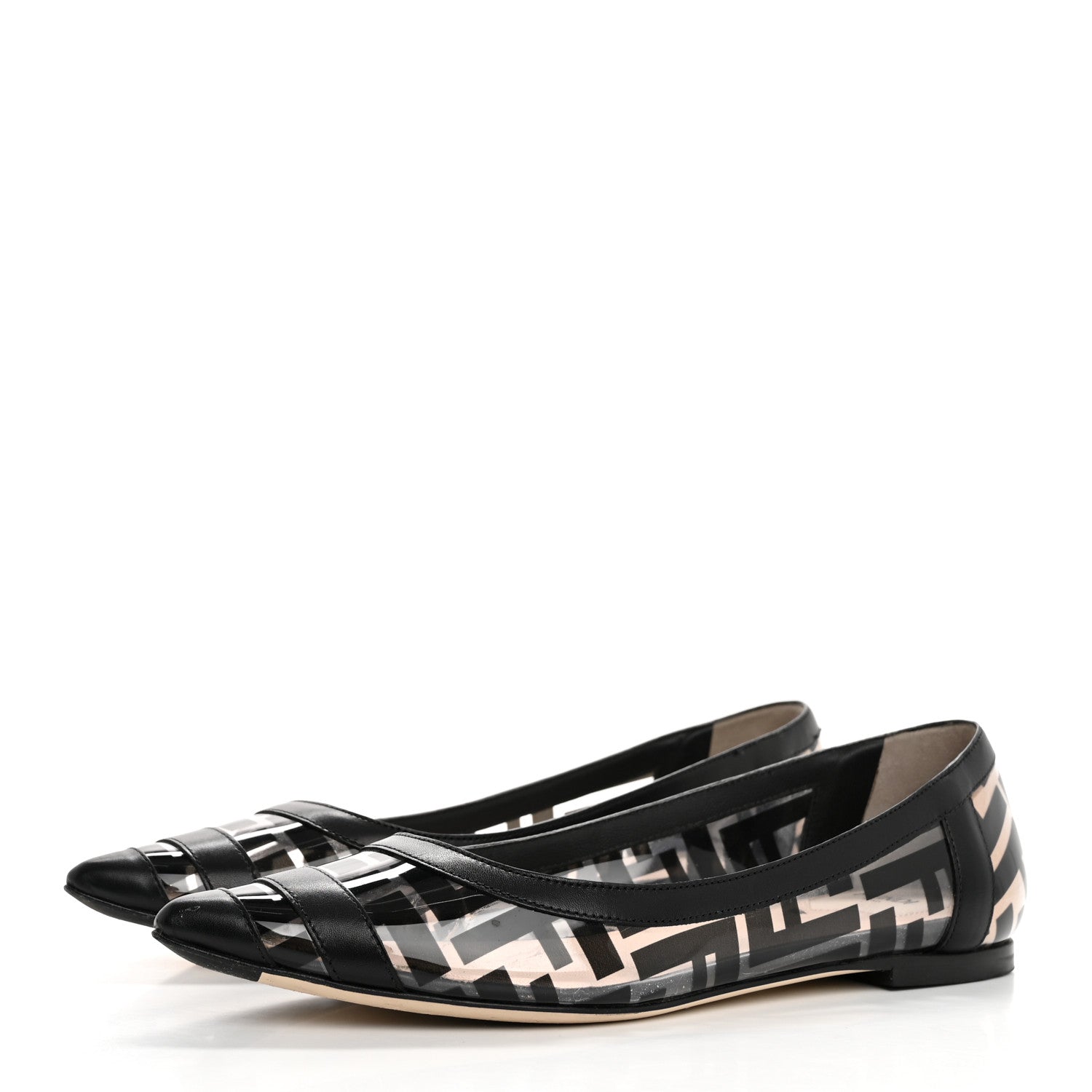Fendi PVC Calfskin FF Colibri Ballerina Flats 36 Black 4 of 15