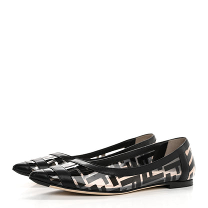 Fendi PVC Calfskin FF Colibri Ballerina Flats 36 Black 4 of 15