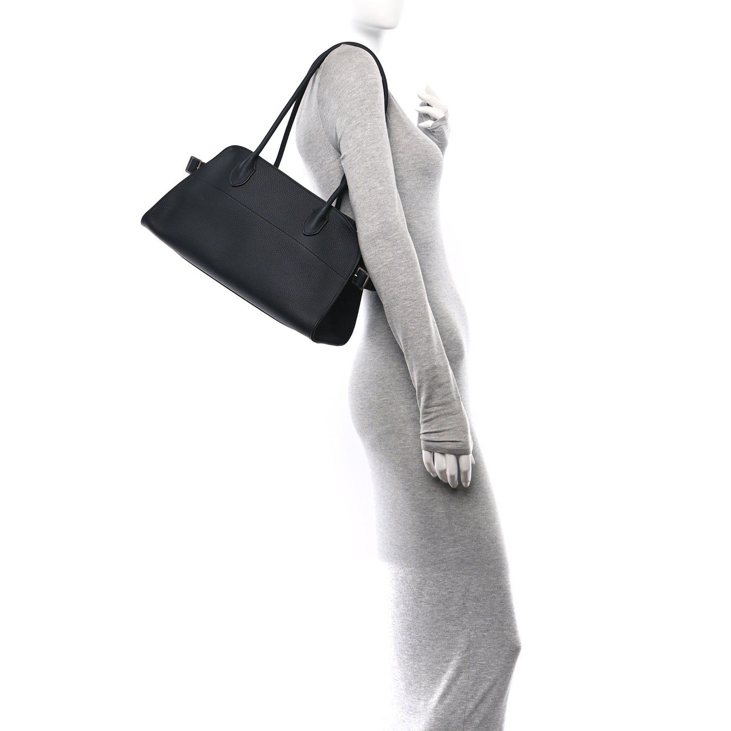 Grained Calfskin Margaux Shoulder 12 Black
