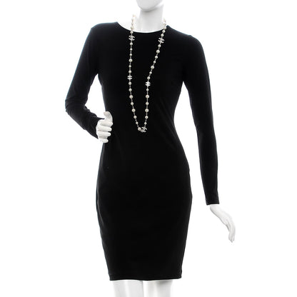 Chanel Crystal Pearl CC Long Necklace Silver 2 of 6