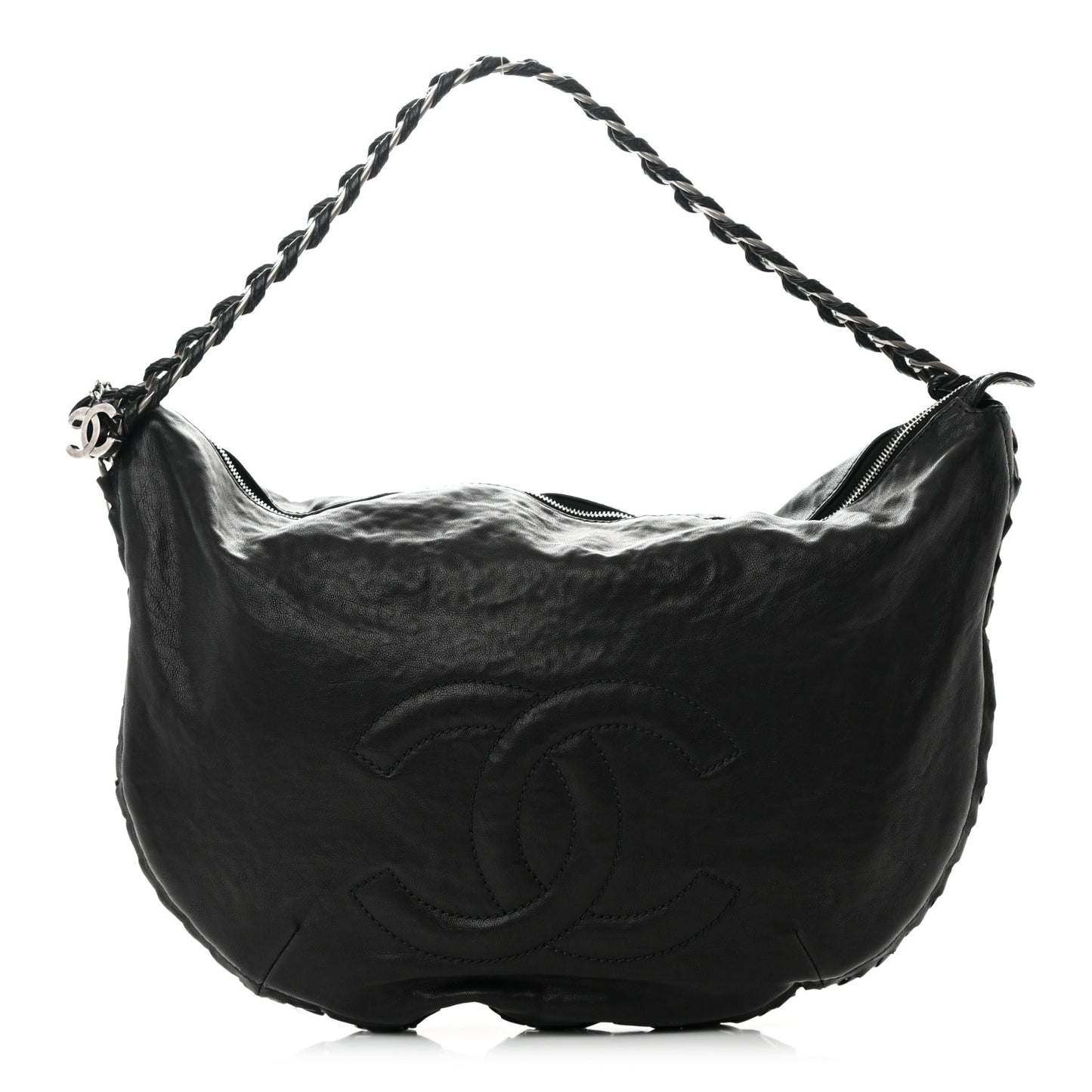 Calfskin Modern Chain Hobo Black