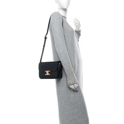 Celine Shiny Calfskin Medium Triomphe Black 2 of 12