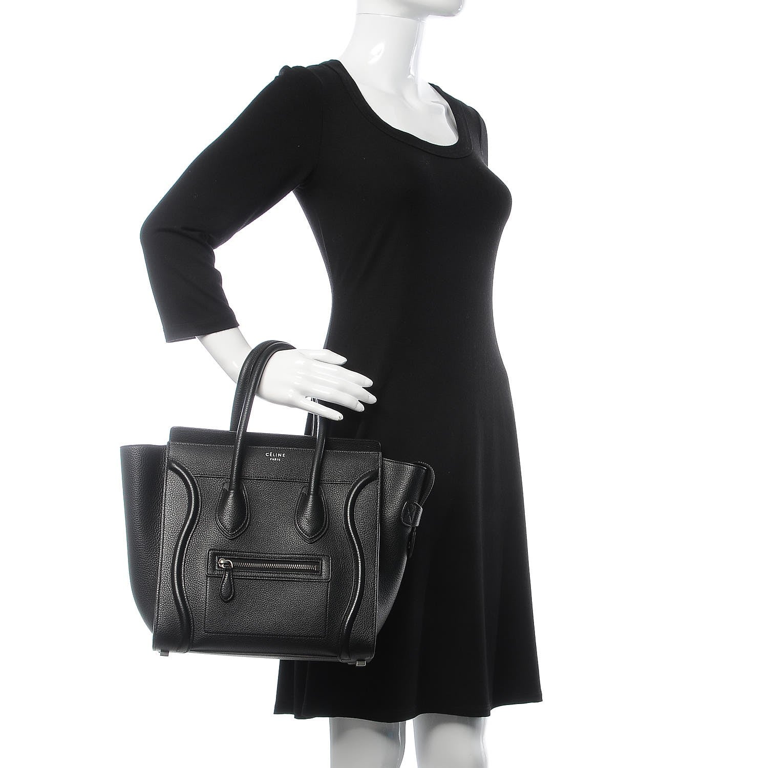 Celine Drummed Calfskin Micro Luggage Black 2 of 6