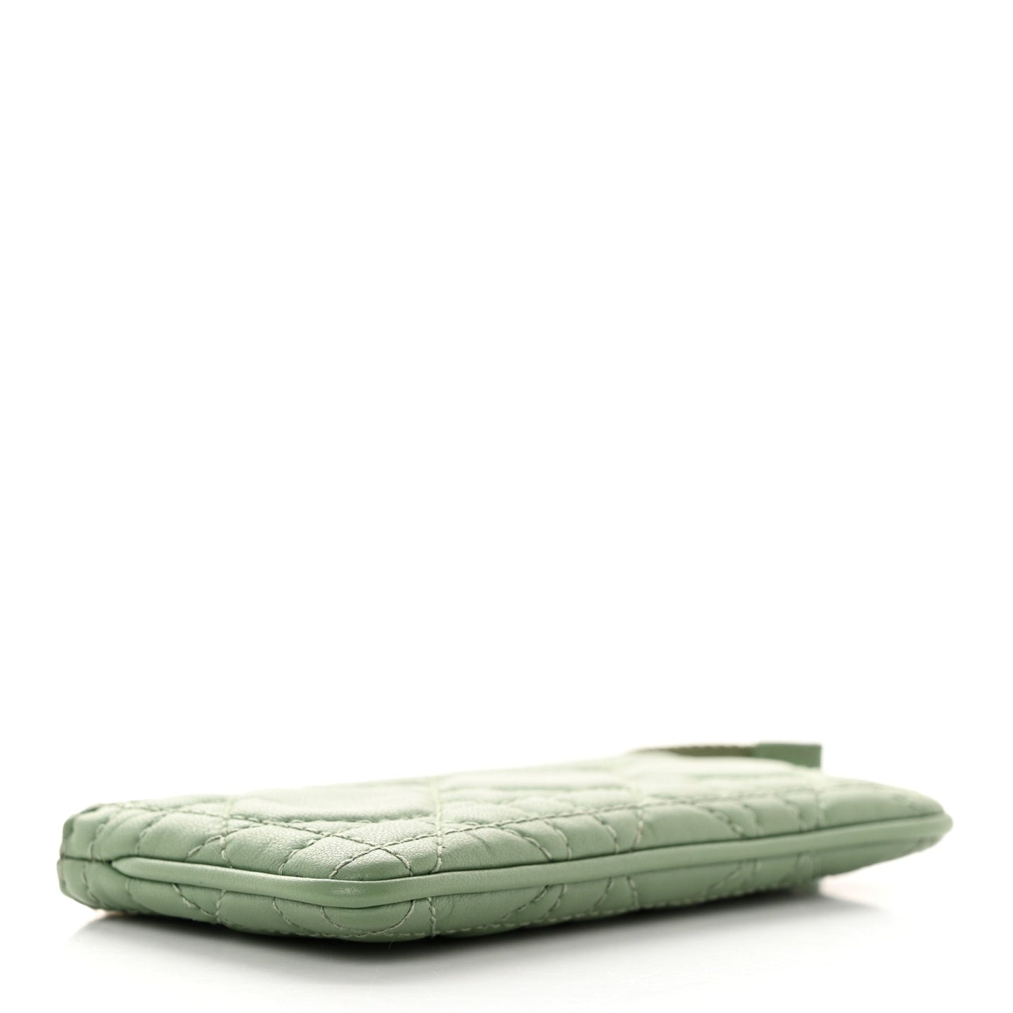 Lambskin Cannage Lady Dior Zipped Key Case Green