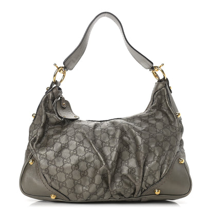 Gucci Guccissima Medium Jockey Hobo Metallic Pewter 1 of 12