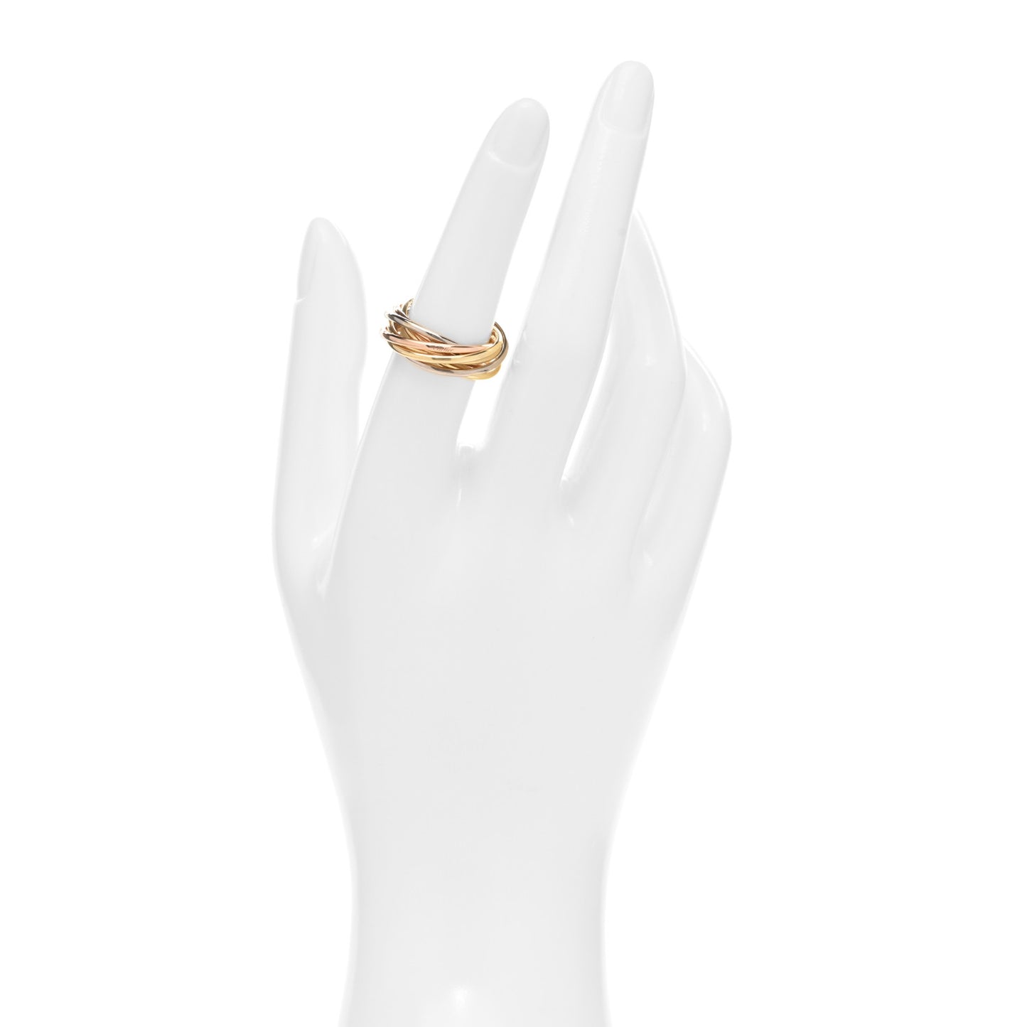 18K Pink White Yellow Gold 7 Band Trinity Ring 53 6.25