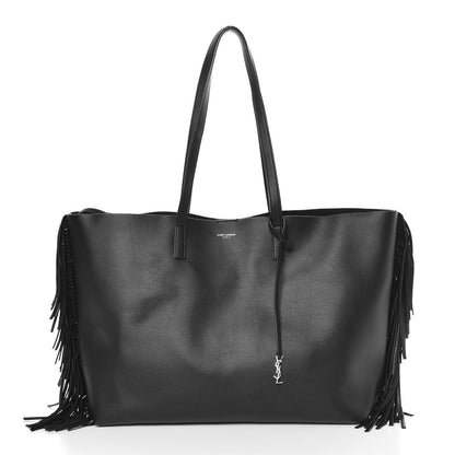 Saint Laurent Calfskin Large Fringe Shopping Tote Black 3 of 10