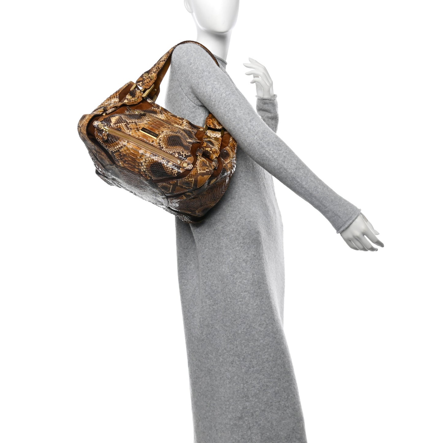 Suede Snakeskin Mahala Tote Brown Multicolor