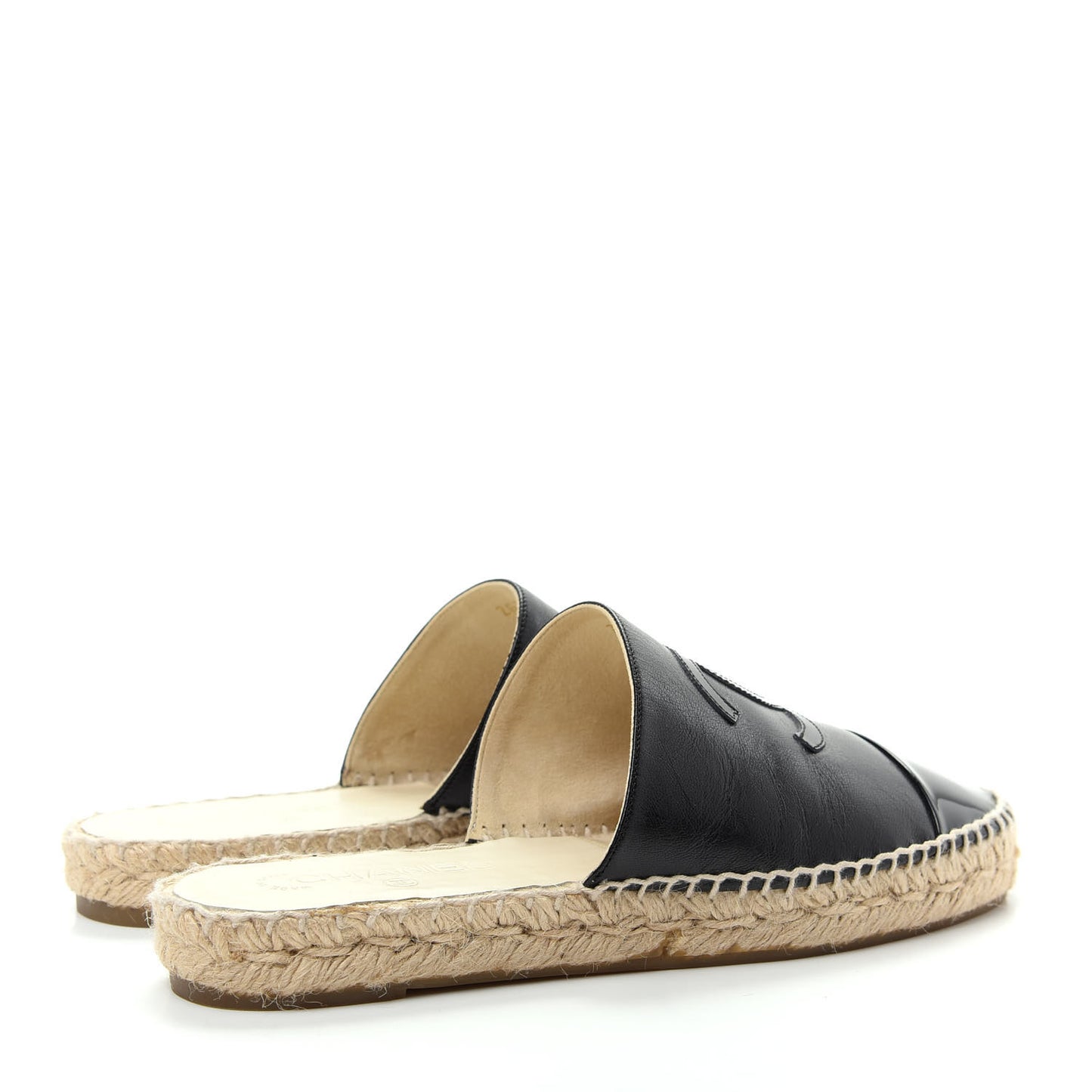 Goatskin Patent CC Espadrille Mules 40 Black
