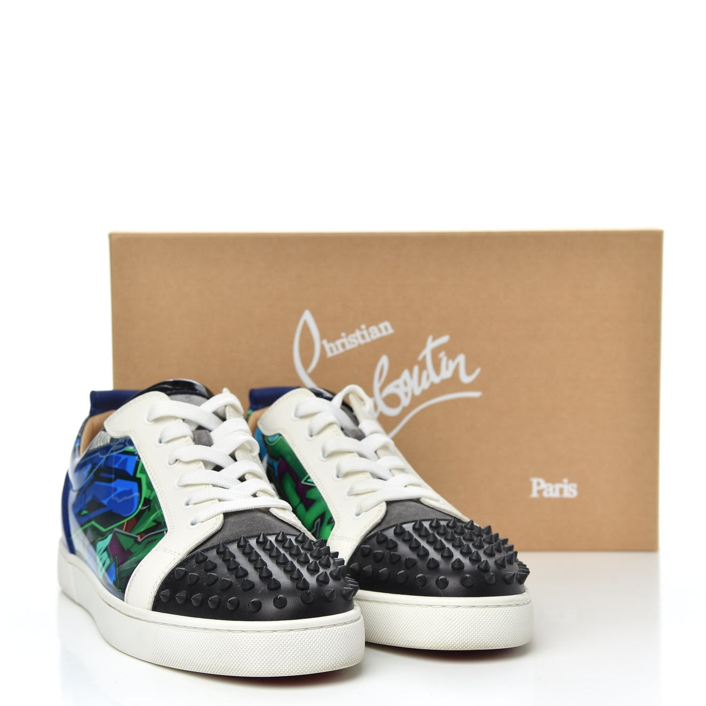 Calfskin Patent Mens Louis Junior Spikes Orlato Flat Sneakers 46.5 Version Multi