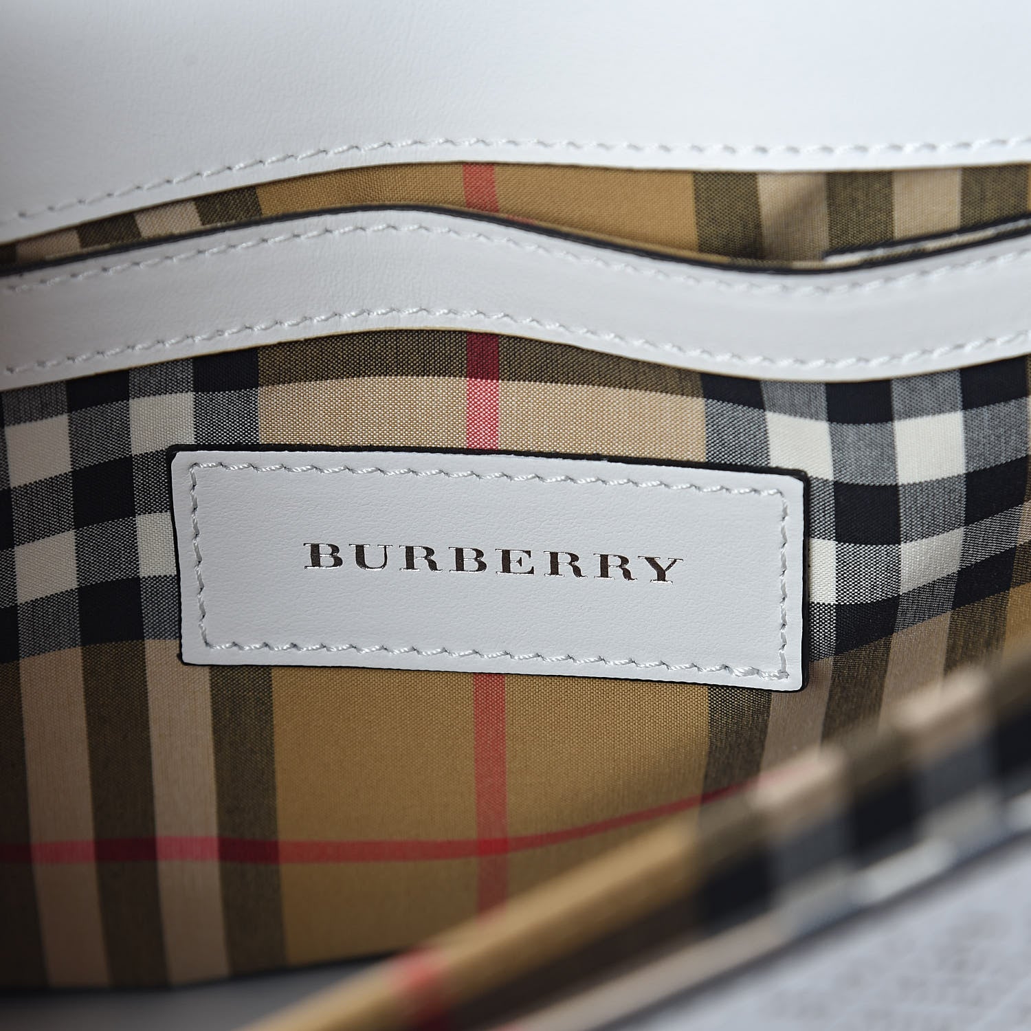 Burberry Calfskin Perforated Small Macken Crossbody Bag White 6 of 8
