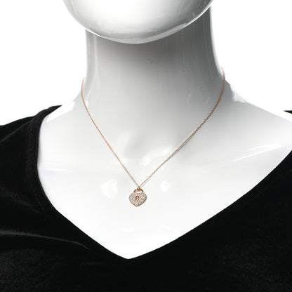 Tiffany 18K Rose Gold Diamond Heart Lock Pendant Necklace 2 of 6