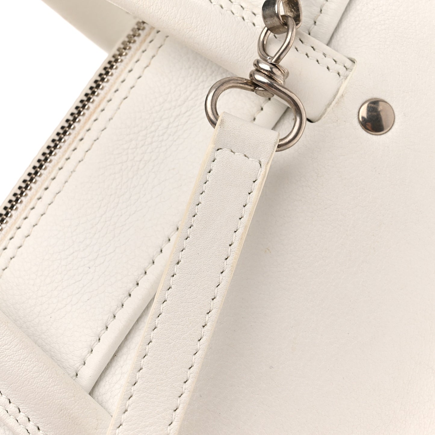 Calfskin S Triangle Duffle White