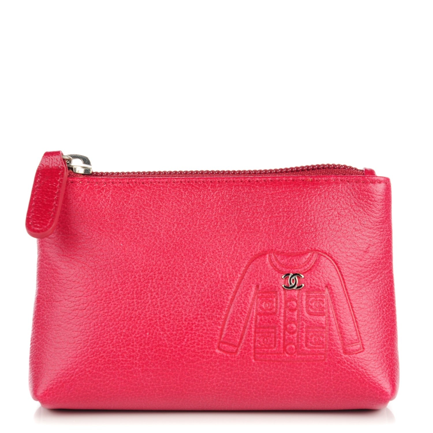 Chanel Goatskin CC Jacket Coin Purse Rouge 1 of 7