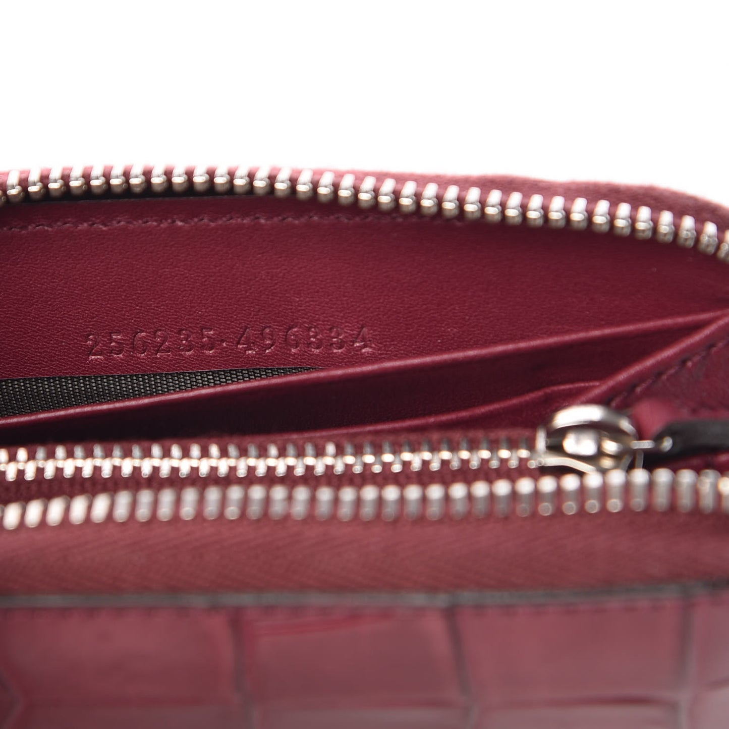 Crocodile Zip Around Card Case Cherry Gloss