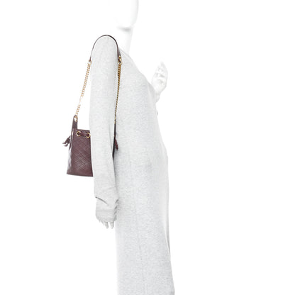 Saint Laurent Lambskin Carre Quilted Cassandre Small Bucket Bag Hot Wine 2 of 13