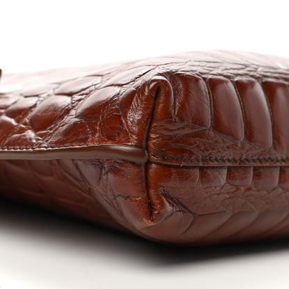 Saint Laurent Crocodile Embossed Mini Suzanne Hobo Vintage Brown 10 of 11