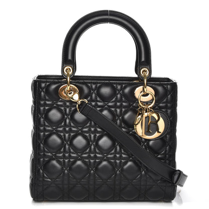 Christian Dior Lambskin Cannage Medium Lady Dior Black 1 of 8