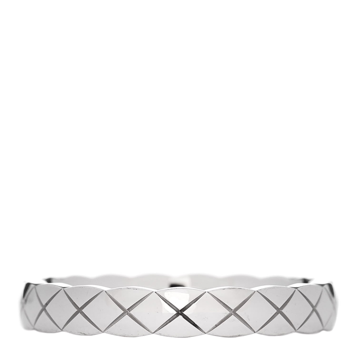 Chanel 18K White Gold Mini Coco Crush Ring 55 7.25 1 of 5