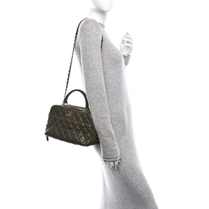 Chanel Lambskin Quilted Medium Trendy CC Bowling Bag Dark Khaki 2 of 13