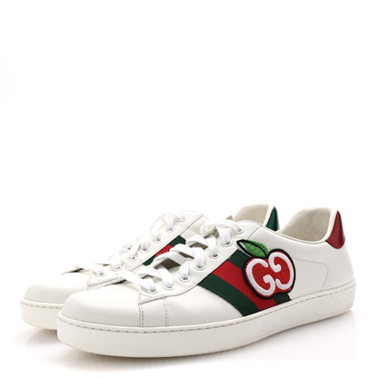 Gucci Calfskin Web GG Apple Embroidered Ace Sneakers 9.5 White 4 of 10