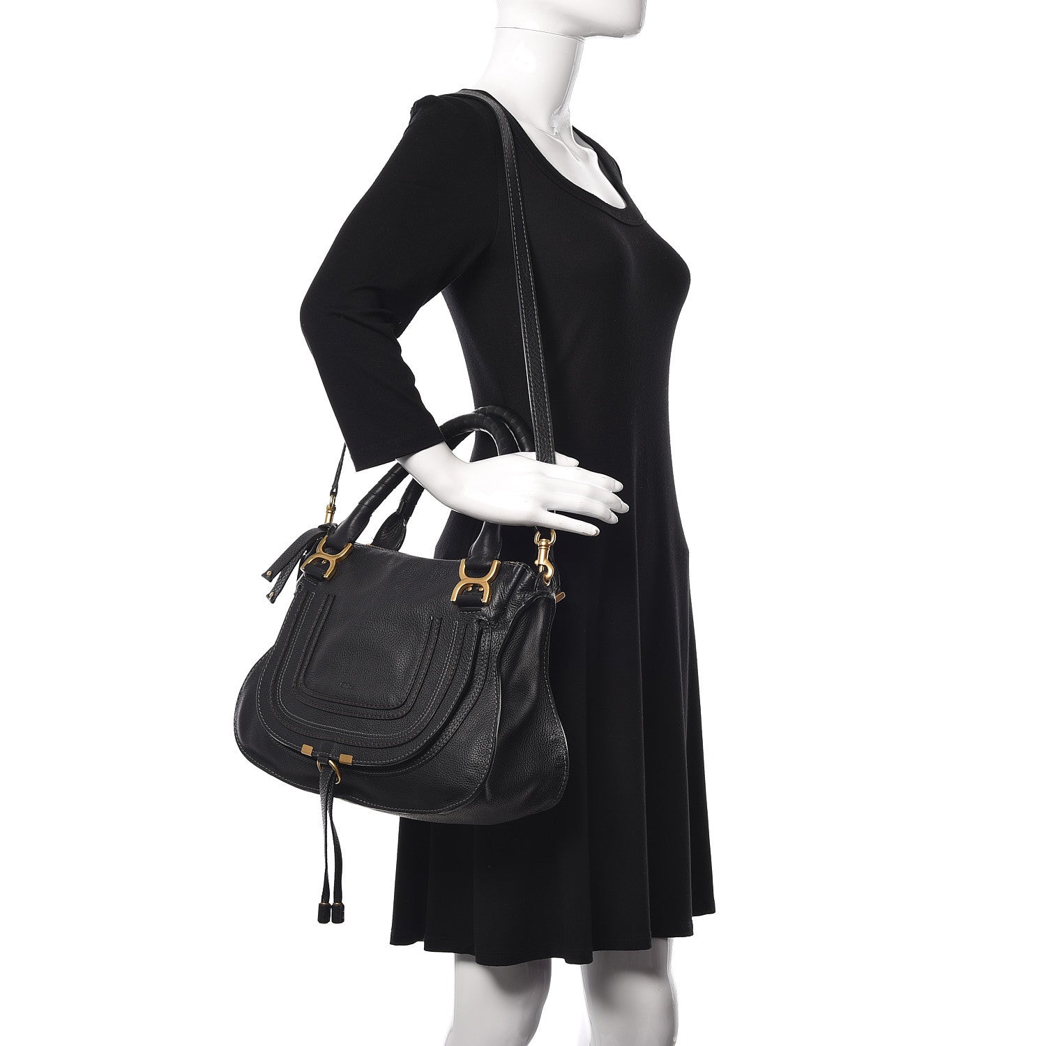 Chloe Calfskin Medium Marcie Satchel Black 2 of 9