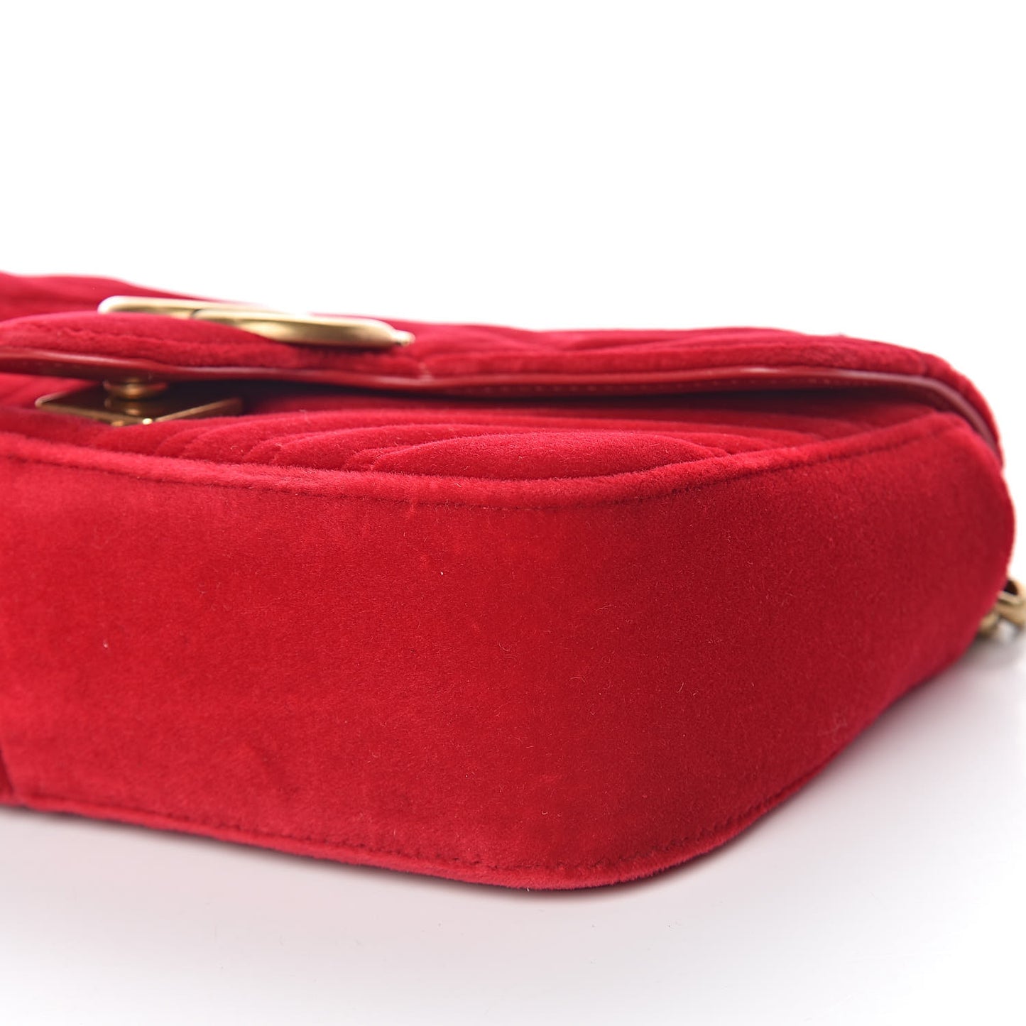 Velvet Matelasse Mini GG Marmont Shoulder Bag Hibiscus Red