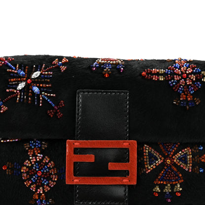 Fendi Calf Hair Beaded Baguette Black Multicolor 8 of 11