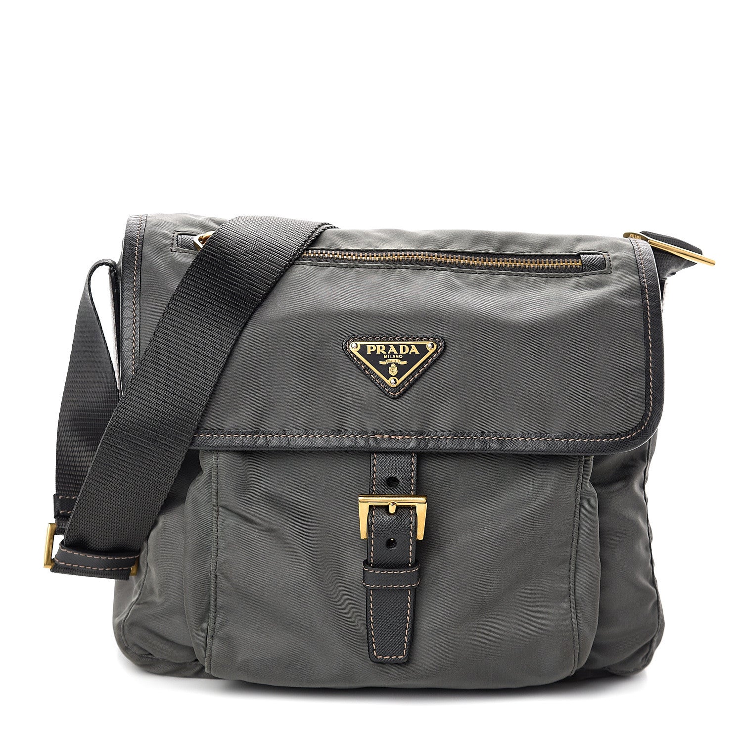 Prada Tessuto Nylon Saffiano Vela Messenger Ardesia 1 of 8
