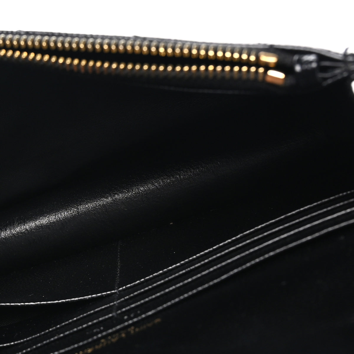 Saint Laurent Grain De Poudre Matelasse Chevron Monogram Envelope Chain Wallet Black 5 of 10