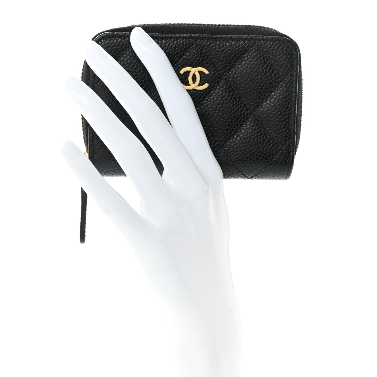 Caviar Quilted Zip Coin Purse Black