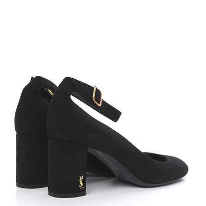 Saint Laurent Suede Loulou 70 Ankle Strap Pumps 37 Black 4 of 8