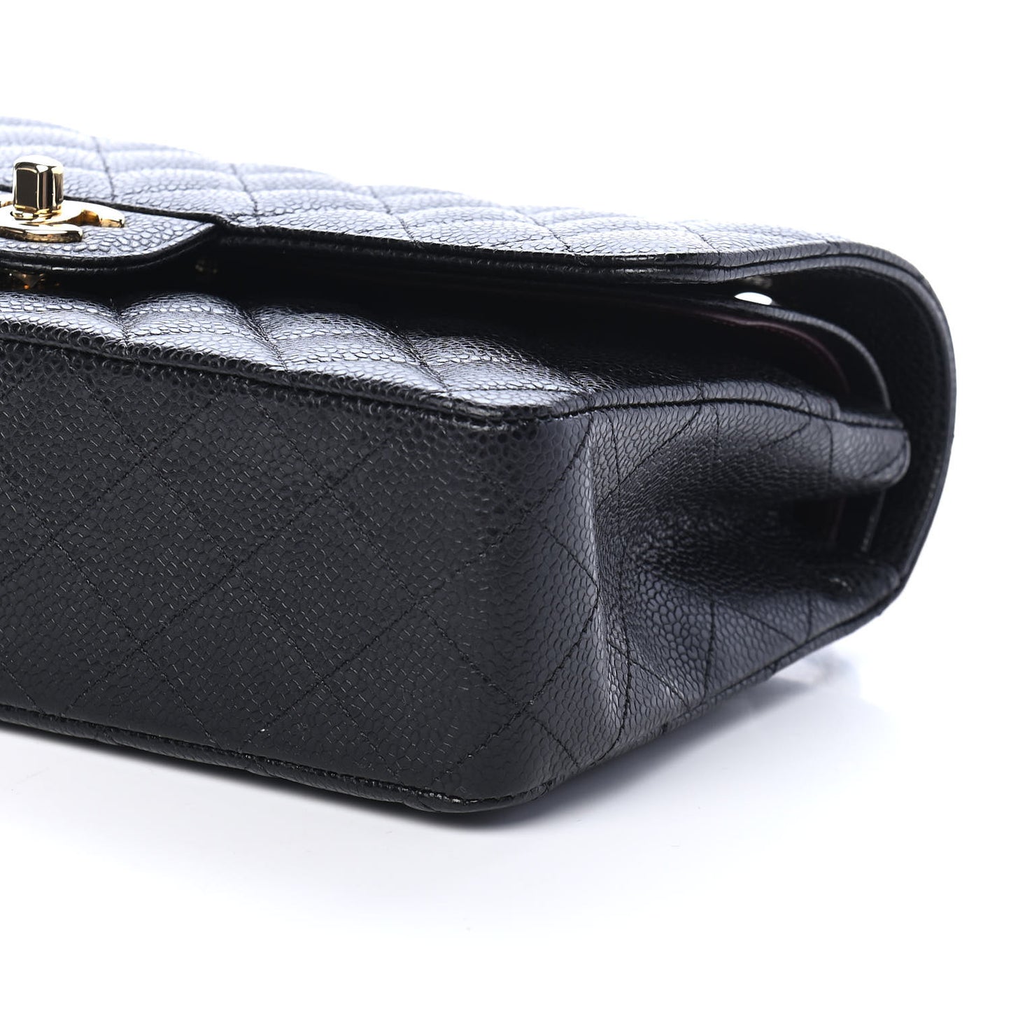 Caviar Quilted Medium Double Flap Black