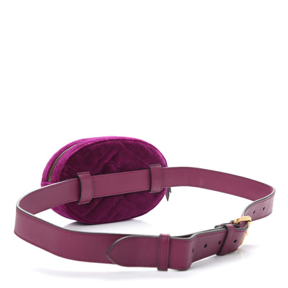 Gucci Velvet Matelasse GG Marmont Belt Bag 95 38 Fuchsia Violet Cyclamen 3 of 12