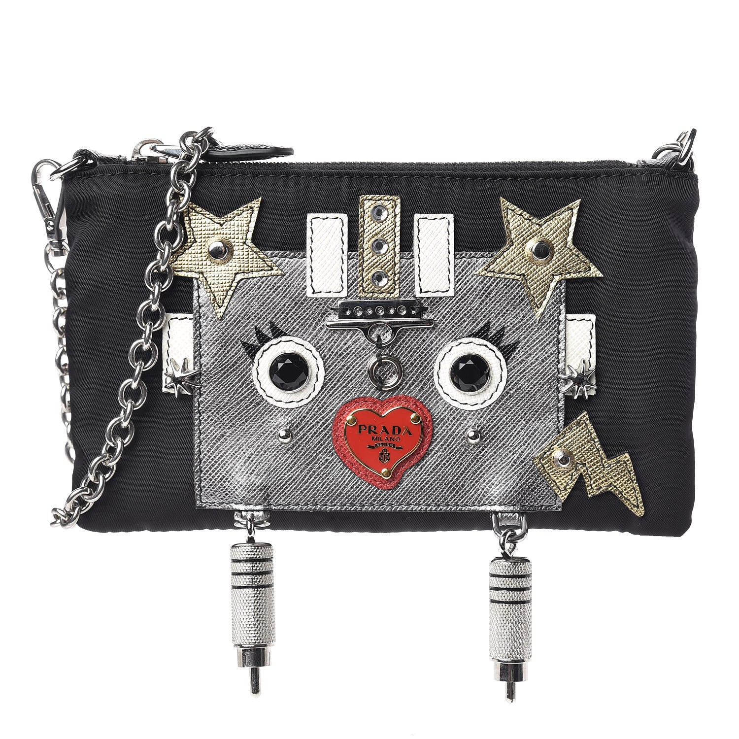 Prada Tessuto Nylon Robot Chain Pouch Black 1 of 10