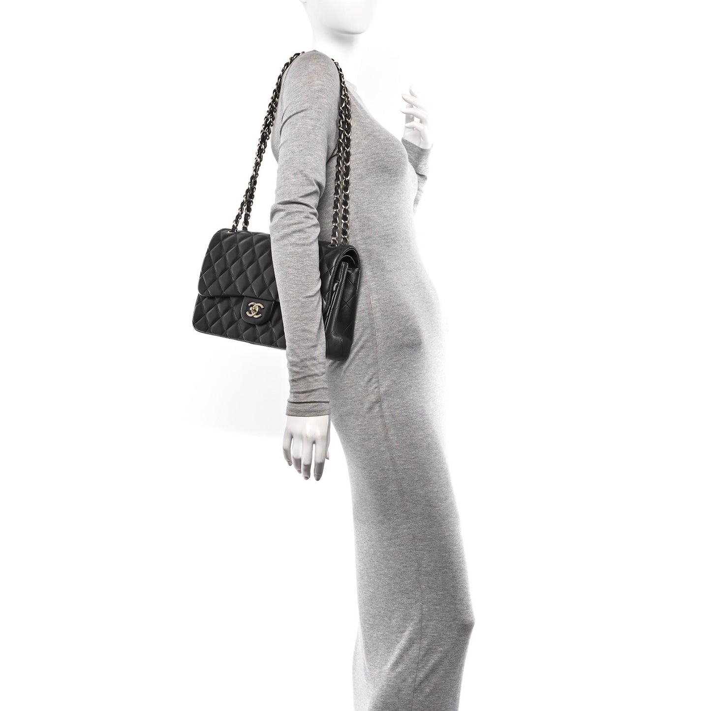 Lambskin Quilted Jumbo Double Flap Navy