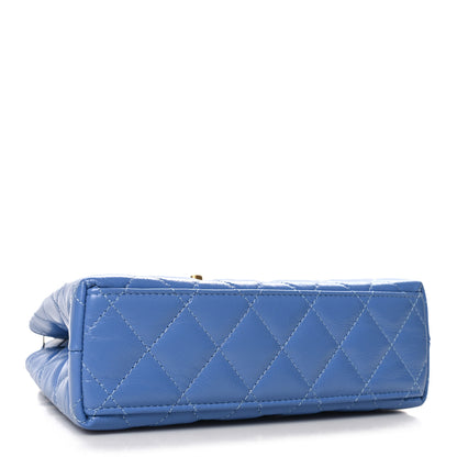Chanel Shiny Aged Calfskin Quilted Nano Kelly Shopper Blue 4 of 11