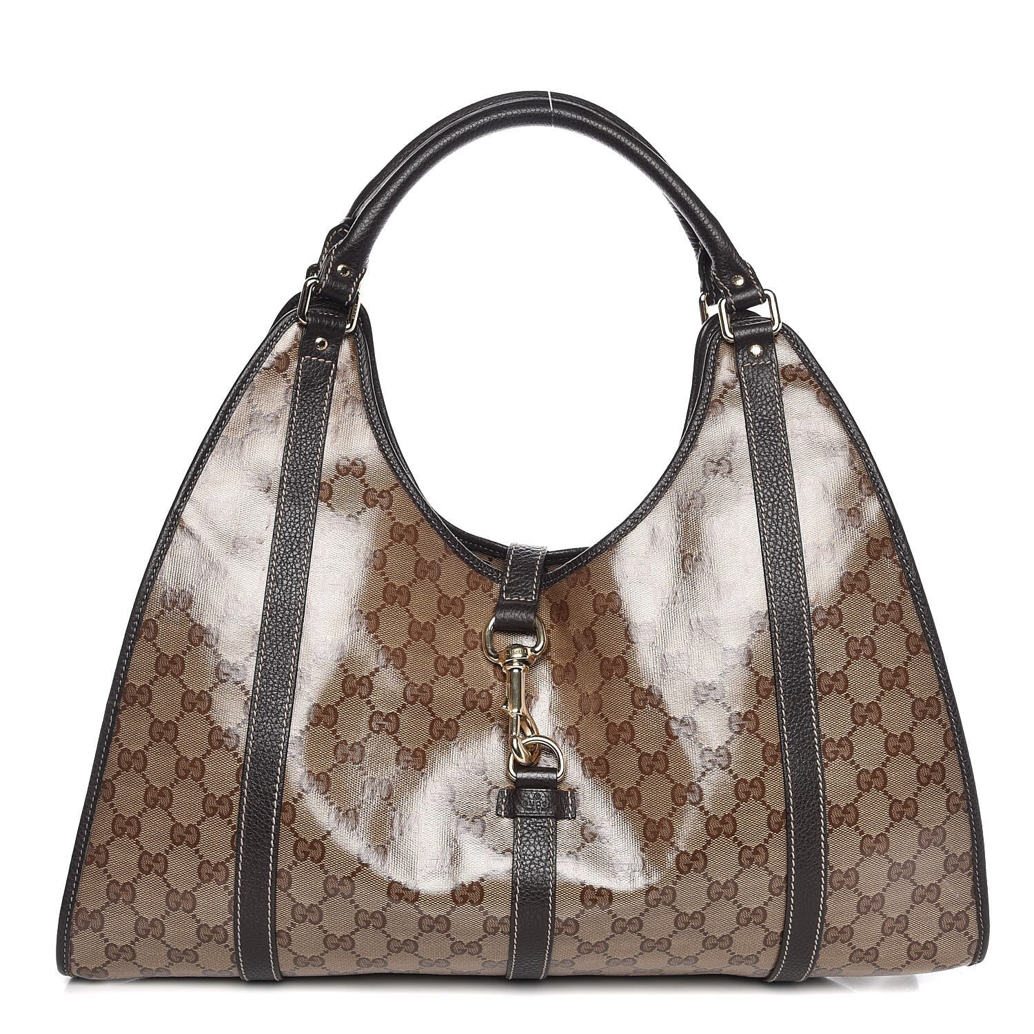 Gucci Crystal Monogram Dollar Calfskin Medium Joy Shoulder Bag Beige Ebony Testa Di Moro 1 of 9